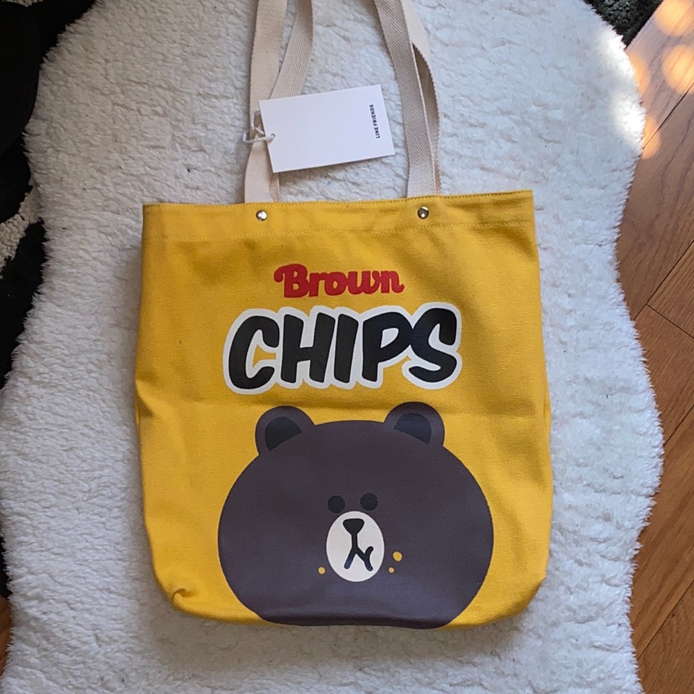 BNWT Official Yellow Brown Bear Line Friends Tote Bag